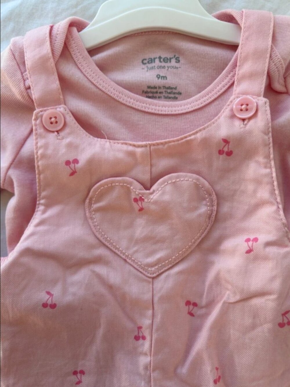 Pink Cherries Overall & Long Sleeve